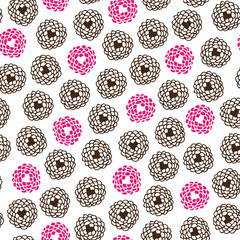 Flower doodle pattern, vector hand drawn floral illustration