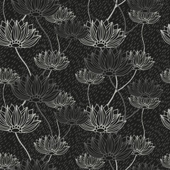Flower doodle pattern, vector hand drawn floral illustration