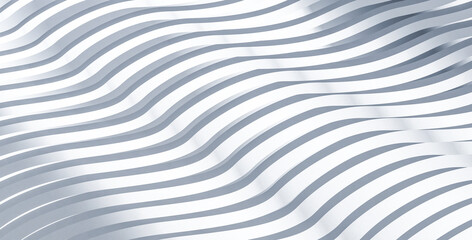 3D render white silver corrugated strip perspective line texture background