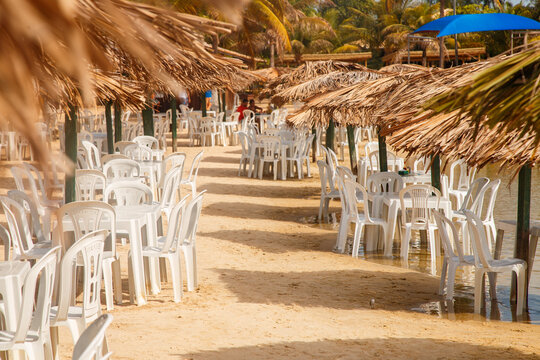 Natal, Rio Grande do Norte, Brazil - March 12 2021: Lagoa de Pitangui bar and restaurant in Rio Grande do Norte