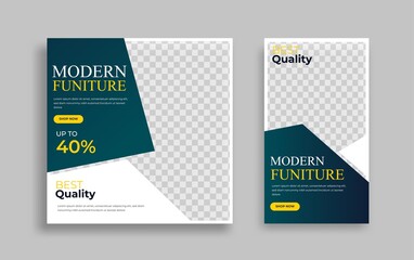 Furniture Editable minimal square banner template with geometric shapes for social media post, story and web internet ads. Vector illustration