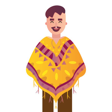 recommend clip art: Mexican man with a poncho - Vector illustration