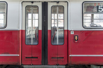 tram door in the city