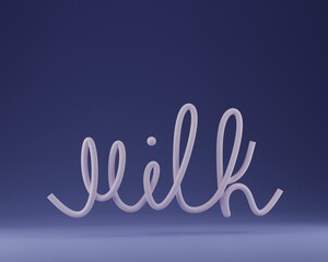 Milk day lettering 3d render illustration with clay pitcher