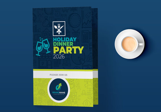 Holiday Dinner Party Invitation Card Design Layout
