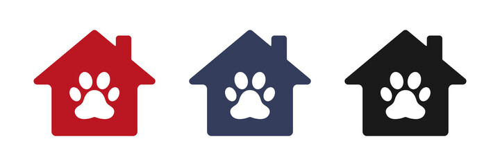 Animal paw icons set. Flat design. Vector illustration.