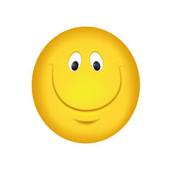 Cheerful emoticon. Smiling face yellow. Vector illustration
