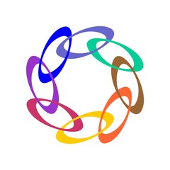 colorful overlapping chain simple flat design