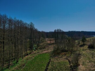 Aerial view of countryside in Belarus