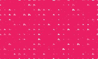 Seamless background pattern of evenly spaced white tractor symbols of different sizes and opacity. Vector illustration on pink background with stars