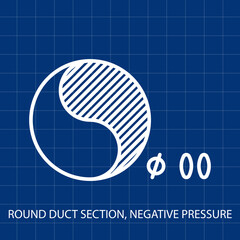 Symbol of Round Duct Section Positive Pressure Vector illustration Symbol of Mechanical System