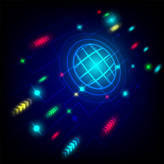 Abstract background sphere shape of global networks,  technology communication concept.