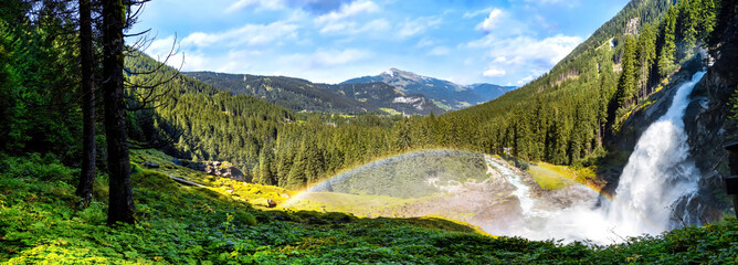 Impressive view on the krimml waterfalls in austria (Krimmler Wasserfälle)