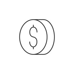 Fototapeta premium Coin Related Vector Line Icon. Sign Isolated on the White Background. Editable Stroke EPS file. Vector illustration.