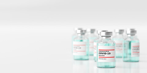 Medical concept, Bottle vial of 2019-ncov Covid-19 Corona Virus, 3d illustration