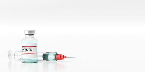 Medical concept, A syringe  and Bottle vial of 2019-ncov Covid-19 Corona Virus, 3d illustration