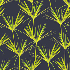 Naklejka na ściany i meble Seamless pattern with Tropical flowers and leaves design. Stylish trendy fashion floral pattern