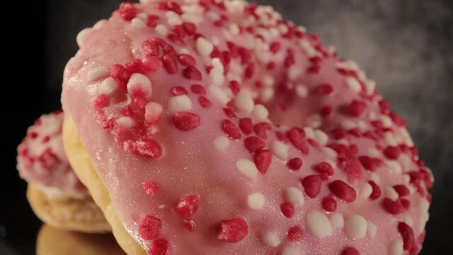 Sweet doughnuts in close-up view - macro shot - food photography