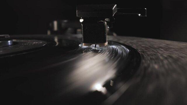 A nostalic vinyl record in close-up - macro view