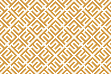 Abstract geometric pattern with stripes, lines. Seamless vector background. White and gold ornament. Simple lattice graphic design