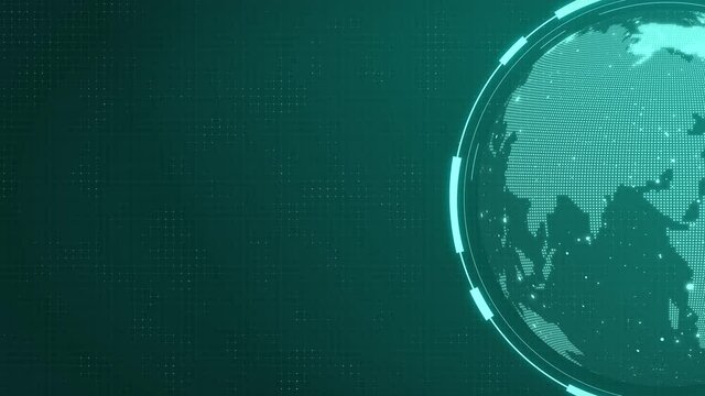 Futuristic animation of virtual technological planet Earth. Cyber digital globe world. abstract scientific big data network. Globalization. looped hi-tech background. HUD, FUI, GUI,UI virtual design - Powered by Adobe