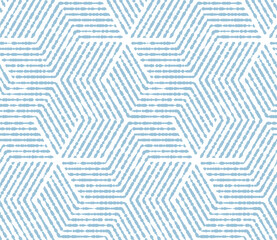 Abstract geometric pattern with stripes, lines. Seamless vector background. White and blue ornament. Simple lattice graphic design