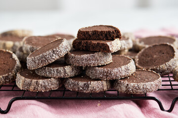 Chocolate french diamond cookies or diamant sable cookies.