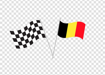 Belgium flag and racing flag. Graphics and design.