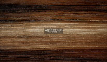 Dark brown wood texture background, EPS 10 vector. Old wide wooden board close-up, banner.