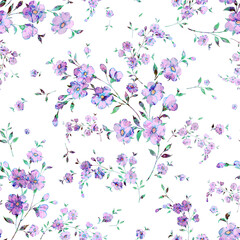 Obraz na płótnie Canvas Watercolor seamless hand drawn pattern with beautiful wildflowers