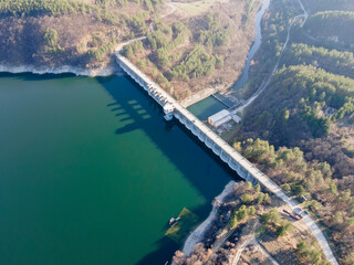 Aerial view of Topolnitsa Reservoir, Bulgaria