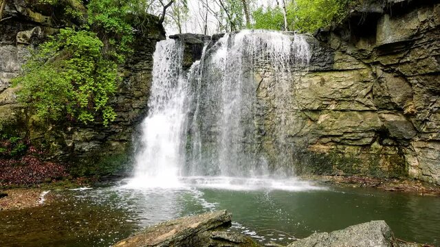Hayden Falls in Columbus Ohio on a Snowy Spring Day