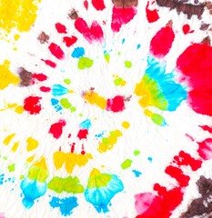 Obraz premium Rainbow Tie Dye. Die Style Design. Circle Ikat