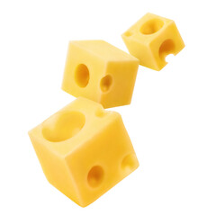 Cheese cubes, isolated on white background