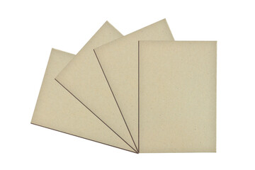four sheets of thick cardboard folded in a fan isolated on white background