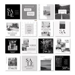 Social media pack Posts for internet content, site for Bloggers, Fashion, ad, Lifestyle brands, Creative businesses blog. Set of square Presentation templates. Unique trendy website slider frames. AD