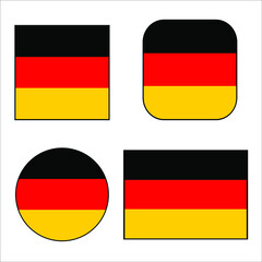 Germany Flag icon set European push button concepts rectangle, square, circle and rounded.	