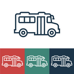Linear vector icon with school bus