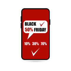Black Friday. Smartphone Sales Notification Business Concept Discount Banner Vector illustration.