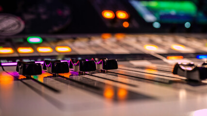 audio tv broadcast equipment. low light. color