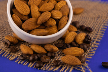 Almonds and roasted coffee beans