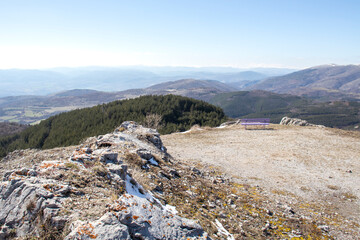 Fototapeta na wymiar Aerial winter view of Konyavska mountain, Bulgaria