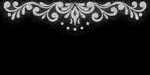 Retro shiny border. Silver dust texture. Vector.