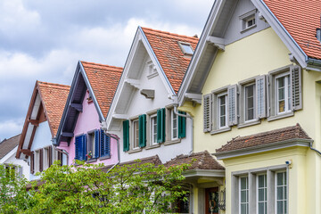 A perfect neighborhood. Houses in suburb at Spring in the Zurich, Switzerland.