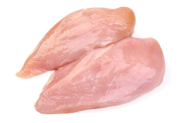Raw chicken breast, isolated on white background. High resolution image.
