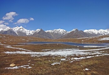 landscape with snow and mountains