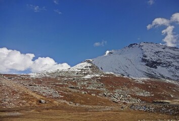landscape with snow and mountains