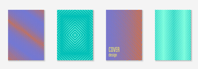 Line geometric elements on minimalist trendy cover template.