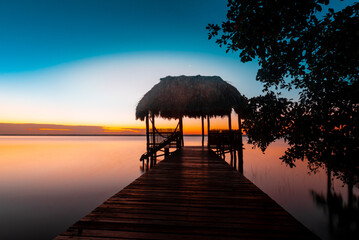 Sunrise in the bacalar lagoon