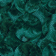 Abstract seamless pattern with circles of mosaic.